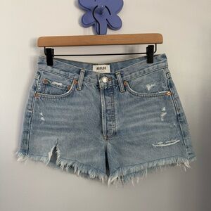 Agolde 26 Parker Shorts Swapmeet Light Wash Distressed Fray Streetwear Grunge